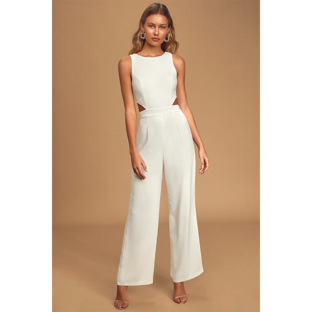 Lulu's White Sleeveless Jumpsuit